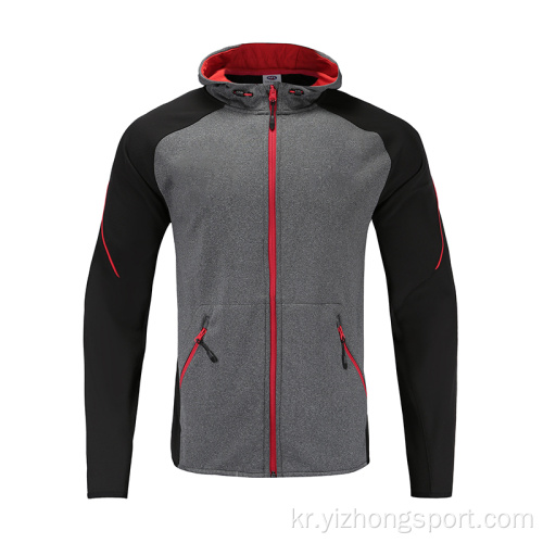 Mens Grey Soccer Wear 지퍼 업 후드